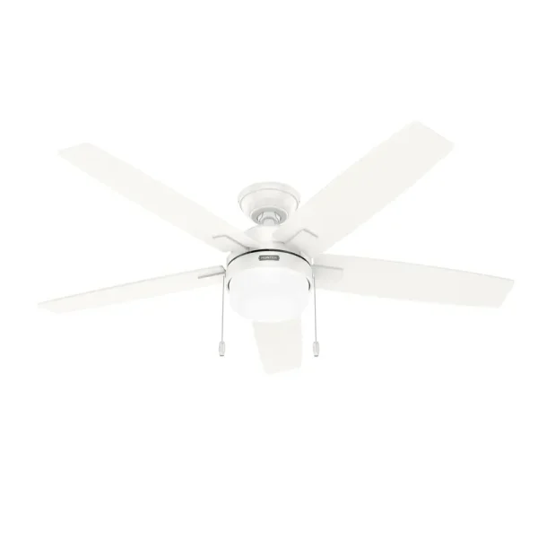 Hunter 52487 52 in. Anisten Fresh White Ceiling Fan with LED Light Kit & Pull Chain