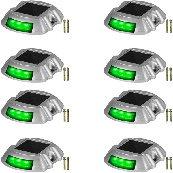 VEVOR 8 Pcs Solar LED Marker Lights Safety Light for Pathway Driveway Dock Path Deck