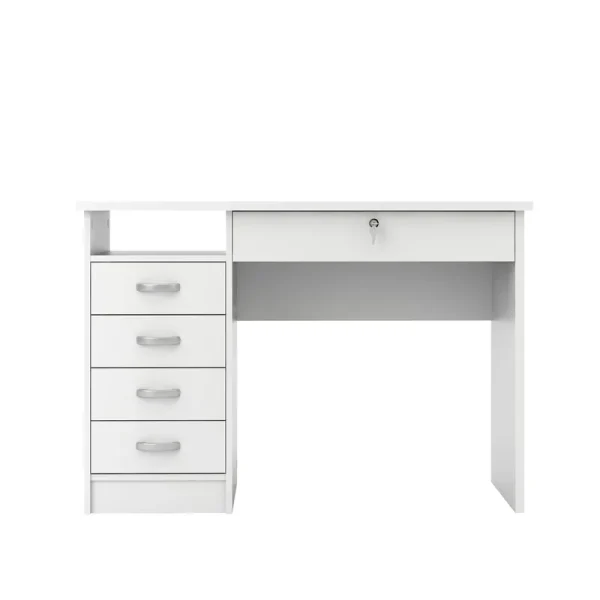 Tvilum Walden 5 Drawer Office Desk with 1 Locking Drawer for Adults, White