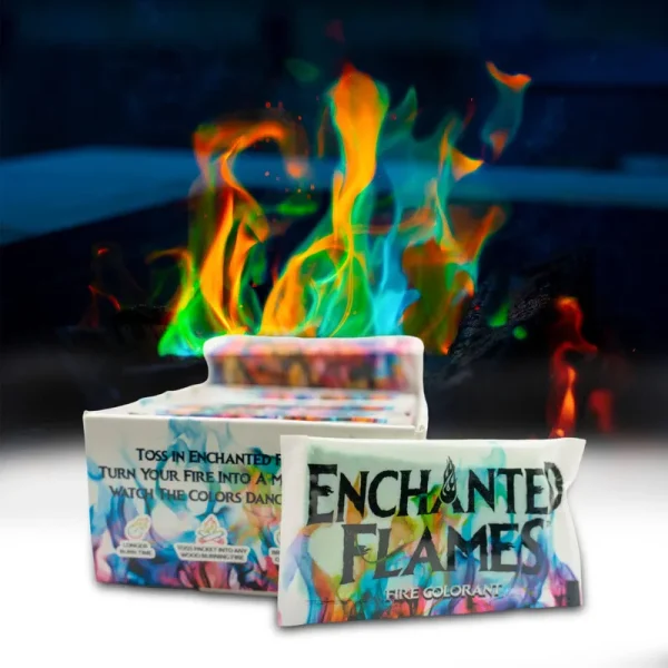 Enchanted Flames Pack of 12 Fire Changing Color Packets for Campfires, Fire Pits, and Outdoor Wood Fireplaces, Longer Lasting Burn Time, Safe and