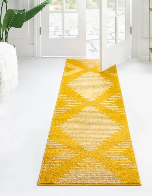 Kai 14 ft Runner Yellow Geometric Area Rug