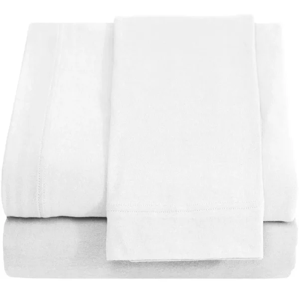 Hospital Twin Extra Long 100% Cotton Jersey Sheet Set - Soft and Comfy - by Crescent Bedding -Twin XL White