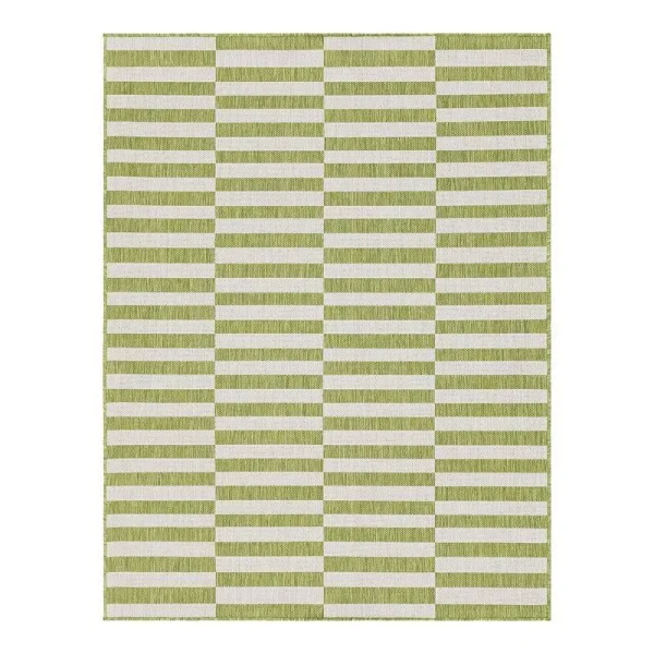 Outdoor Striped Rug, Green/Ivory (4' 0 x 6' 0)