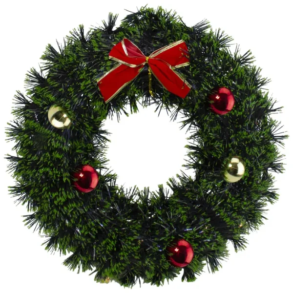 17-inch Green Tinsel Artificial Christmas Wreath with Bow - Unlit
