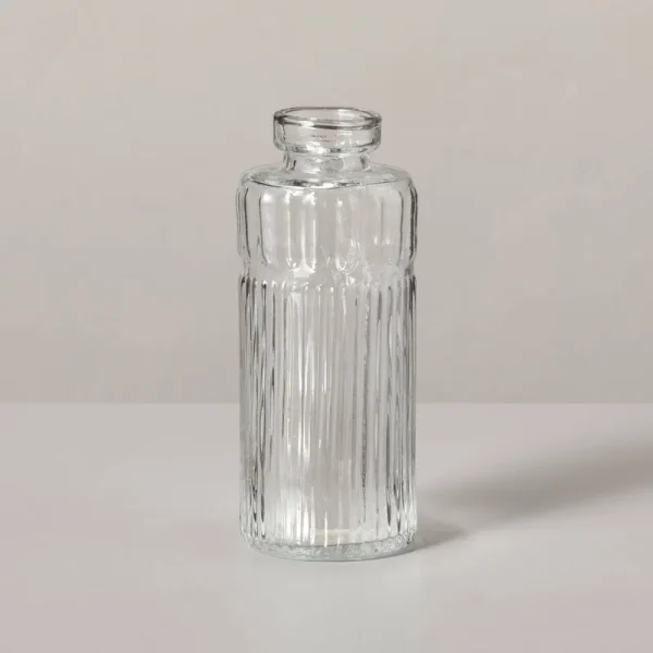 Medium Ribbed Clear Glass Bud Vase - Hearth & Hand with Magnolia