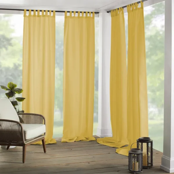 Matine Tab-Top Indoor/Outdoor Window Curtain Panel Yellow 52" x 84"