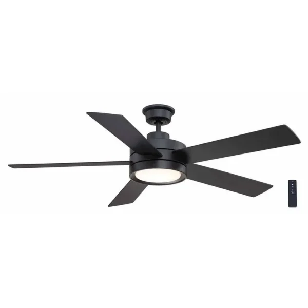 Baxtan 56 in. LED Matte Black Ceiling Fan with Light and Remote Control