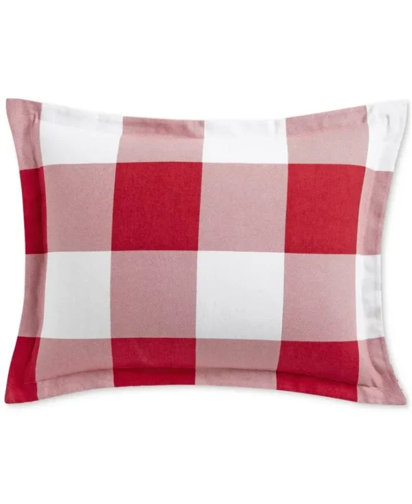 Charter Club Red Check Flannel Sham, Standard, Created for Macy's - Red Check