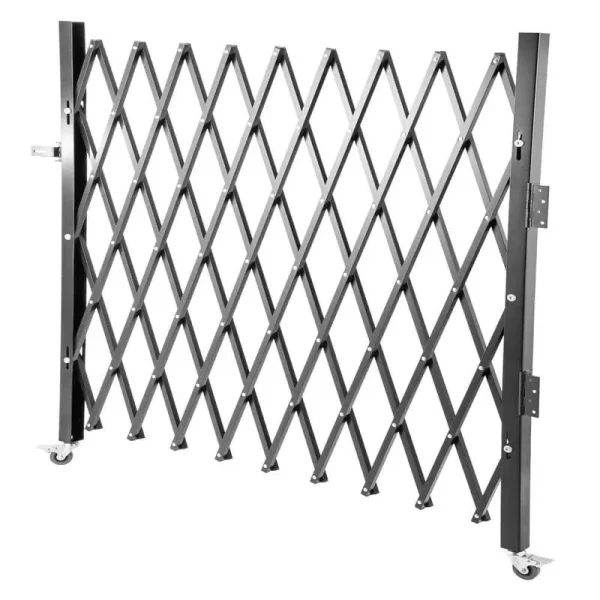 VEVOR Single Folding Security Gate 71 in. W x 48 in. H Steel Accordion Fold Door Gate with Padlock 360�� Rolling Garden Fence, Black