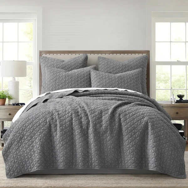 Levtex Home Rowan Quilt Set or Shams, Grey, King