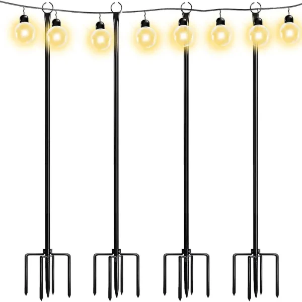 Walensee 9.4 ft String Light Poles with Hook for Hanging String Lights for Garden Party Patio Christmas Wedding - 4 Pack