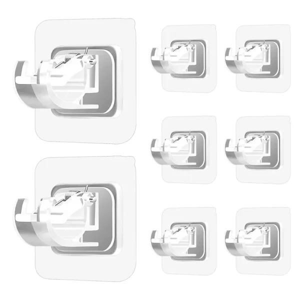 Codoule 8PCS No Drill Curtain Rod Brackets No Drilling Self Adhesive Curtain Rod Holder