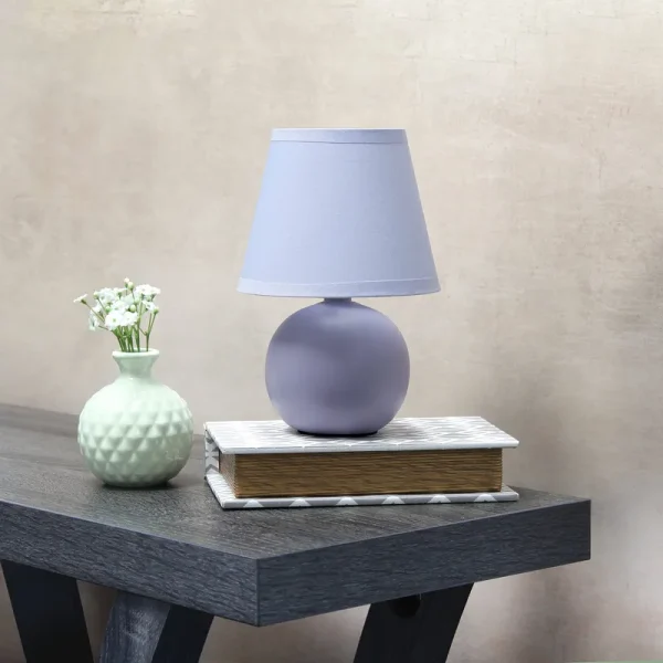 Simple Designs Purple Mini Ceramic Globe Table Lamp