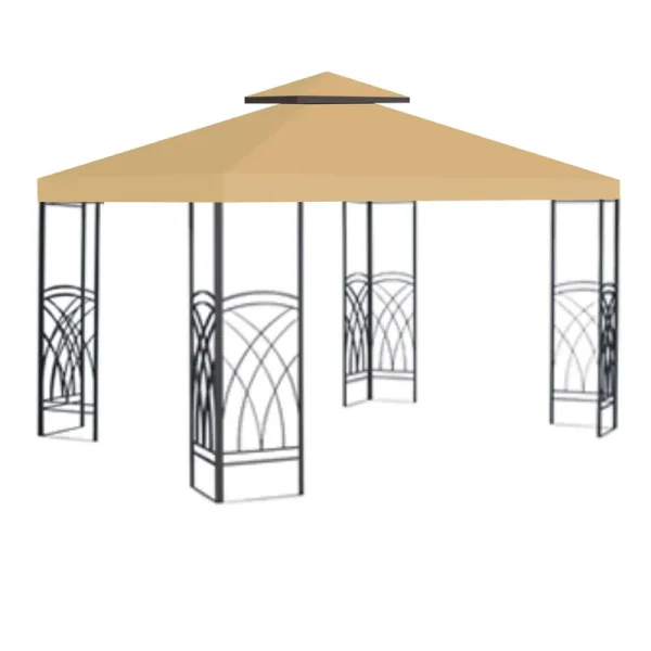 BenefitUSA Replacement Canopy Top Cover for 10'x10' Gazebo Polyester Double Tiers for Outdoor Garden Patio Pavilion Sunshade (Beige)