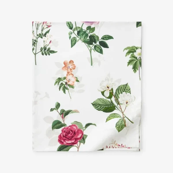 Cameilla Floral Premium Smooth Premium Smooth Wrinkle-Free Sateen Flat Bed Sheet - Green/ Pink/ Multi, Size Full | The Company Store