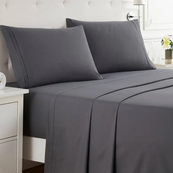 Nestl Double Brushed Microfiber Bed Sheet Set - Full XL - Grey