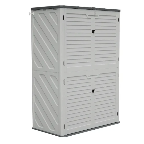 AECOJOY 61.6 Cu.ft Outdoor Resin Storage Shed with Easy Lift Hinges, Weatherproof Tall Unit with 4 Doors