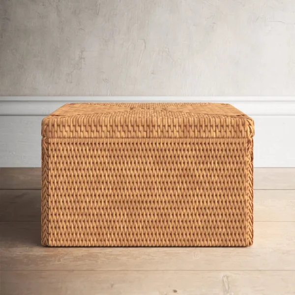 Storage Box with Lid - Flat File Organizer Color: Honey Brown
