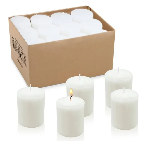 Mi Ka Yia 12 Hours White Votive Candles for Weddings Parties Spa Birthdays and Baby Shower,Set of 24 Unscented Bulk Candles for Restaurants and Home