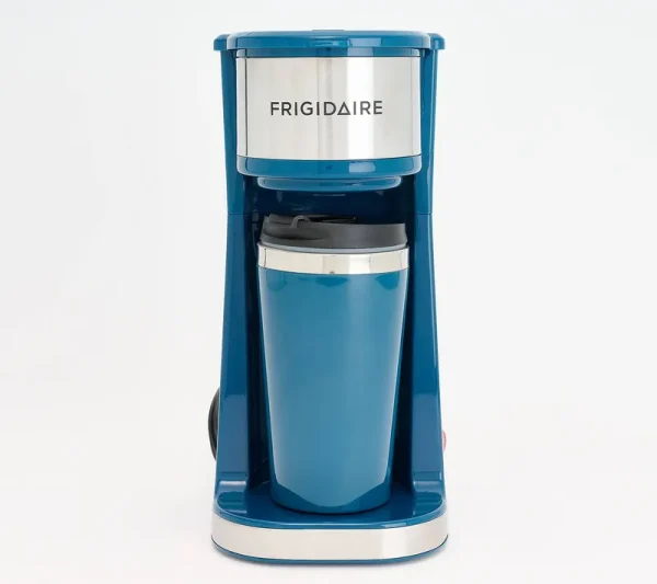 Frigidaire Stainless Steel Single Cup Coffee Maker with Mug ,Navy