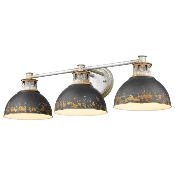 Golden Kinsley 3 Light Bath Vanity 0865 Ba3 AGV Abi (Aged Galvanized Steel)