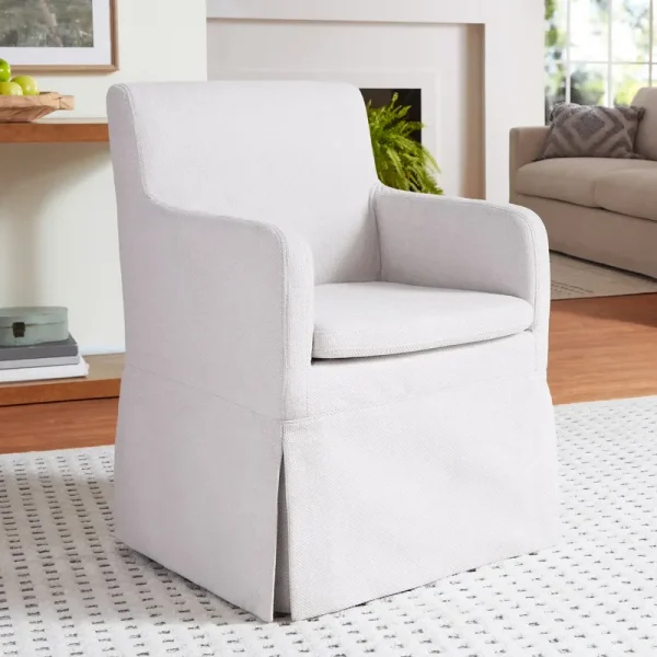 My Texas House Wren Slipcover Dining Chair with Rolling Caster Wheels, Cream
