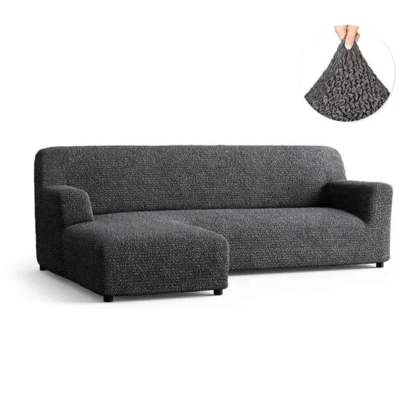 PAULATO by GA.I.CO. Microfibra Collection Form Fit Stretch L Shaped Sofa Slipcover (Left Chase) (Grey)