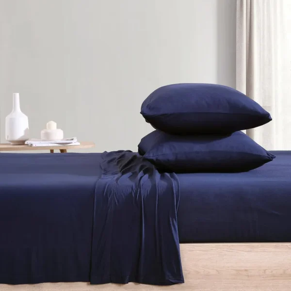 Brielle Home Tencel Modal Jersey Sheet Set Twin XL Navy