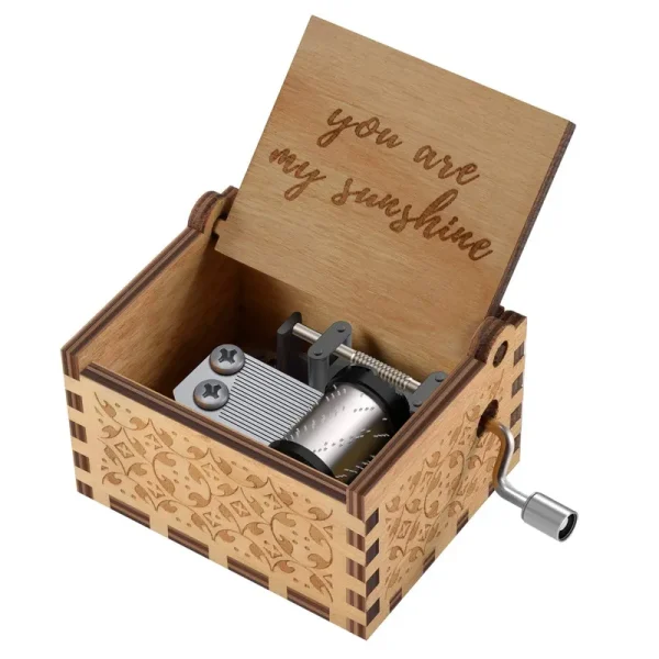 Huntmic You Are My Sunshine Wood Music Boxes,laser Engraved Vintage Wooden Sunshine Musical Gifts For Birthday/christmas/valentine's Day