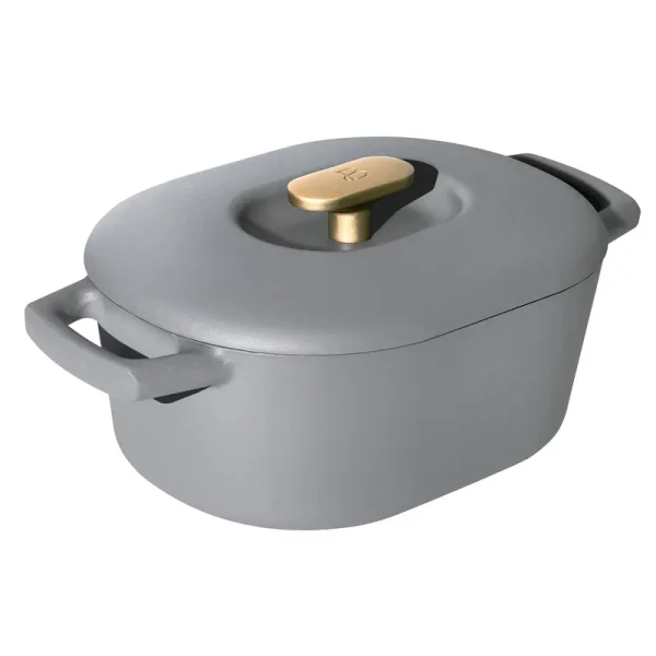 Beautiful 6QT Enamel Dutch Oven, Grey Smoke