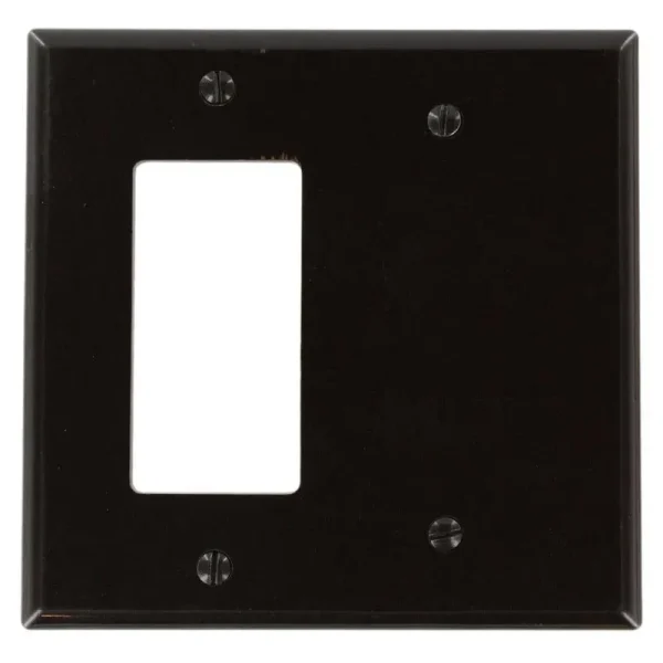 Leviton 80608 2-Gang 1-Blank 1-Decora/GFCI Device Combination Wallplate Midway Size Thermoset Brown