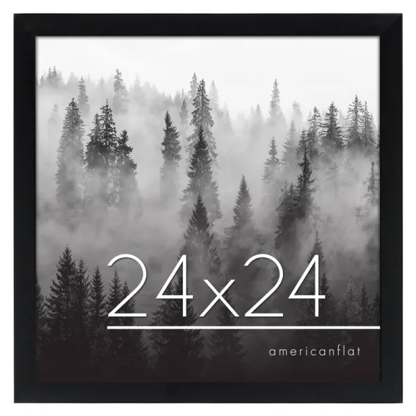 Americanflat 24x24 Poster Frame in Black with Polished Plexiglass - Horizontal and Vertical Formats with Included Hanging Hardware
