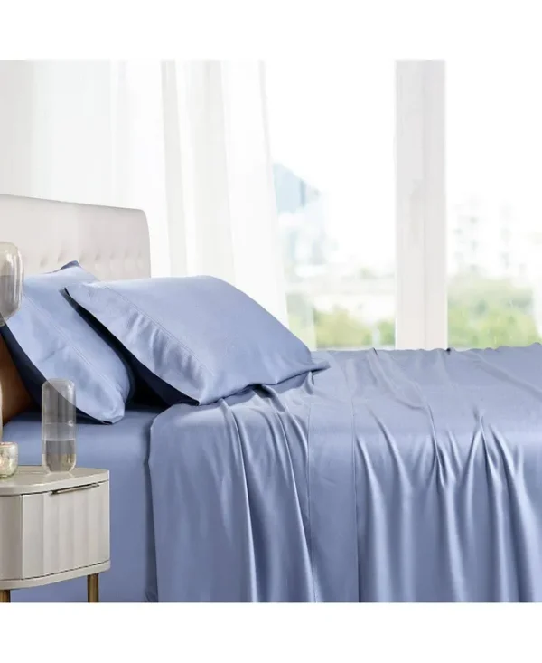 Split California King Sheets - Cooling 100% Bamboo Viscose Periwinkle by Royal Tradition