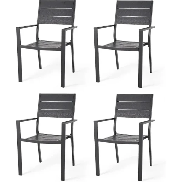 AECOJOY 4 Pieces Outdoor Dining Chairs, Aluminum Frame Stackable Patio Chair