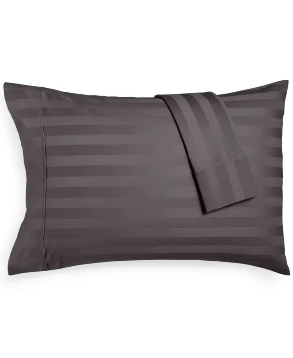 AQ Textiles Bergen Stripe 4-pc. California King Extra Deep Pocket Sheet Set, 1000 Thread Count 100% Certified Egyptian Cotton - Dark Grey