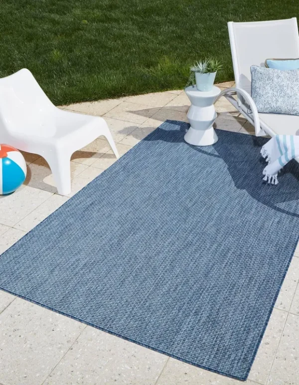 Unique Loom Outdoor Solid Rug, Blue, 2x3 ft