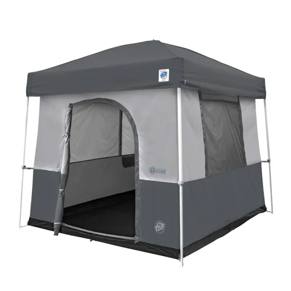 E-Z Up Camping Cube Sport, Converts 10ft Angled Leg Canopy Into Camping Tent, Grey