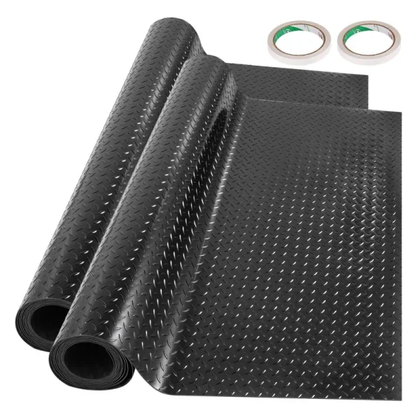 VEVOR 2 Rolls 14.7x3.6ft Garage Floor Mat Anti-Slip Floor Protector Covering Mats Black