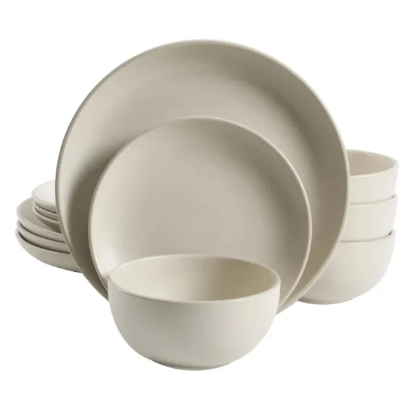 Gibson Home Rockaway 12-Piece Dinnerware Set, Service for 4 - Cream