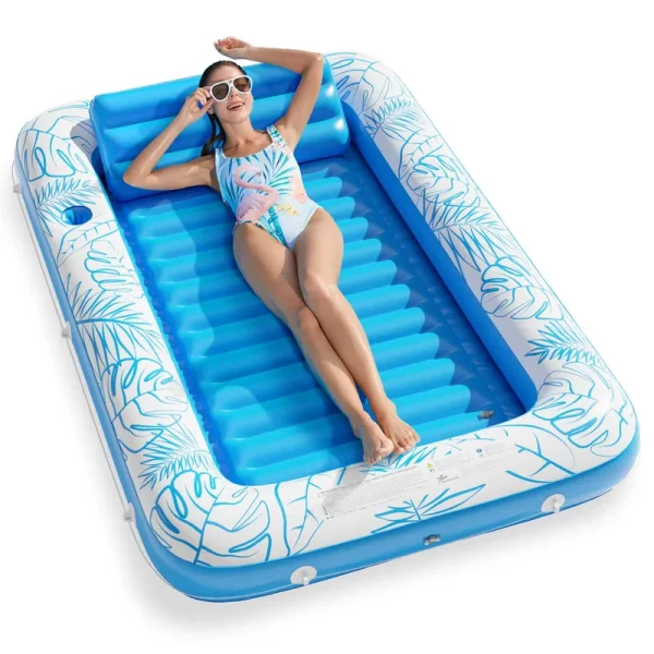 Inflatable Tanning Pool Lounger Float - Jasonwell 4 in 1 Sun Tan Tub Sunbathing Pool Lounge Raft Floatie Toys Water Filled Bed Mat Pad for Adult