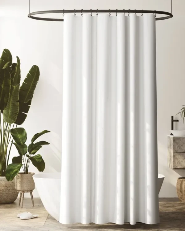 Zenna Home White Recycled Cotton Waterproof Fabric Shower Curtain Liner w/ Anti-Draft Clips, 70 inchx84 inch, Size: 70 inch x 84 inch