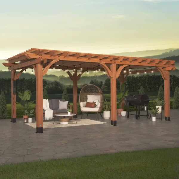 Backyard Discovery Beaumont 20 ft. x 12 ft. All Cedar Wooden Pergola