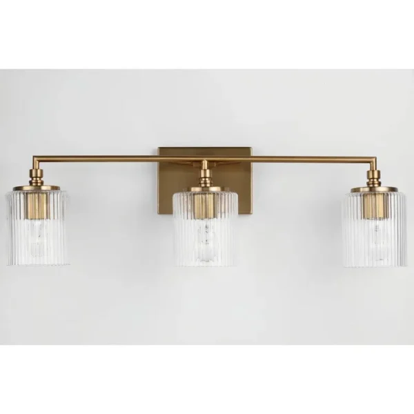 Adalina 3 Light Ribbed Dimmable Vanity Light Finish: Satin Brass