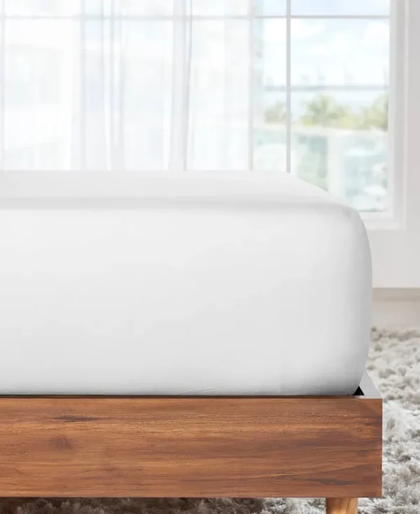100% Cotton Queen Fitted Sheet Only, Deep Pocket, Sateen, All-Around Elastic (White) - California Design den