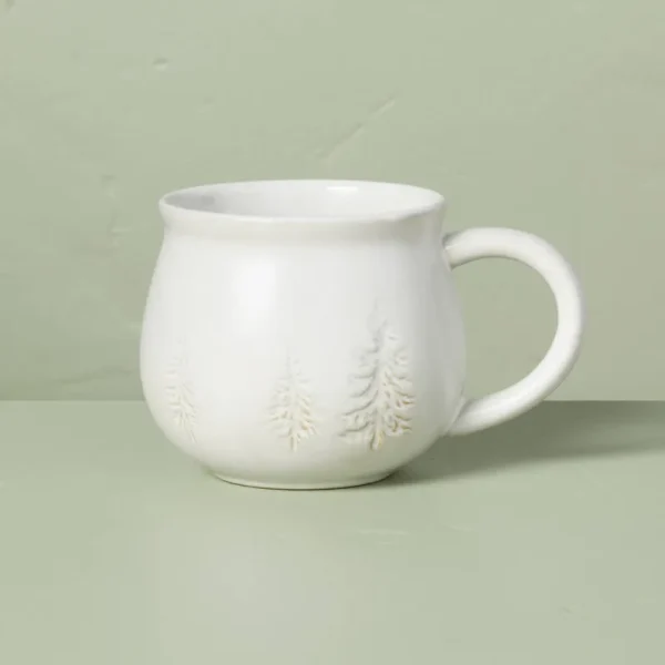 Hearth & Hand Holiday | Last One! Hearth and Hand Winter Tree Round Mug Stonewear Cream 16oz New 2023 | Color: Cream/White | Size: Os | Ang1854's
