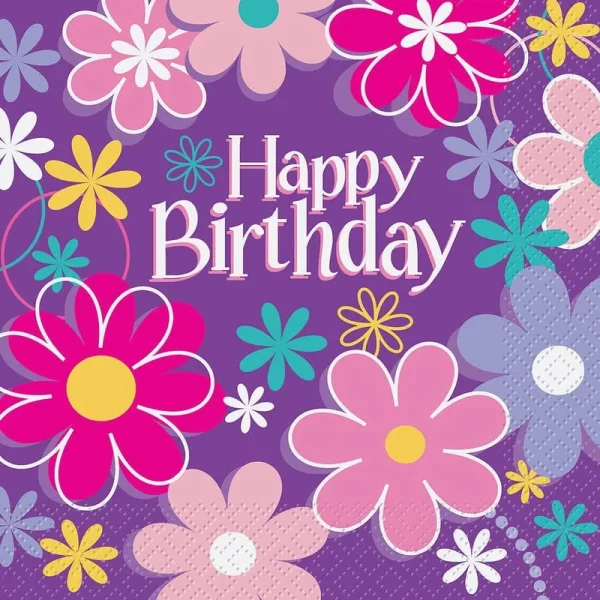 Blossom Birthday Party Napkins, 16ct