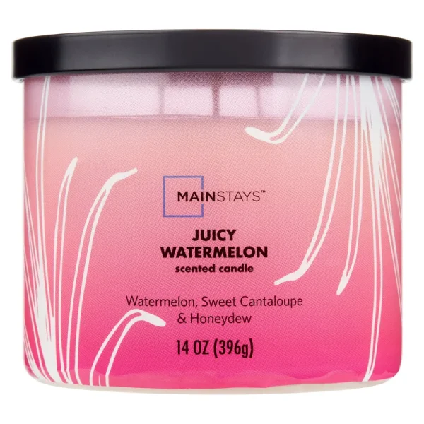 Mainstays 3-Wick Ombre Wrap Juicy Watermelon Scented Candle, 14 oz