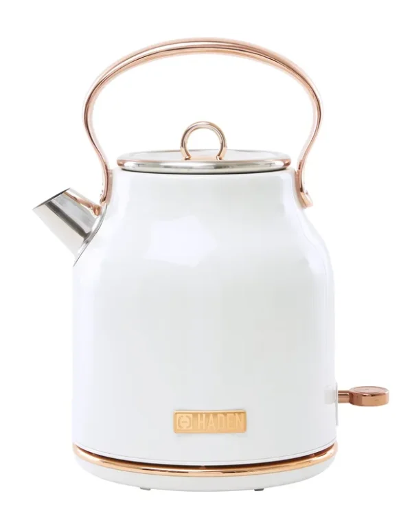 Haden Heritage 1.7 Liter Stainless Steel Electric Tea Kettle - Ivory / Copper