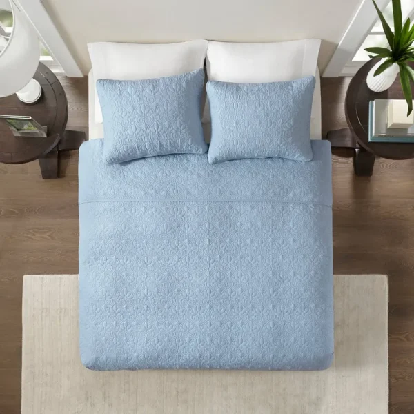 Madison Park 3-Piece Quebec Coverlet Set, Blue, Full/Queen
