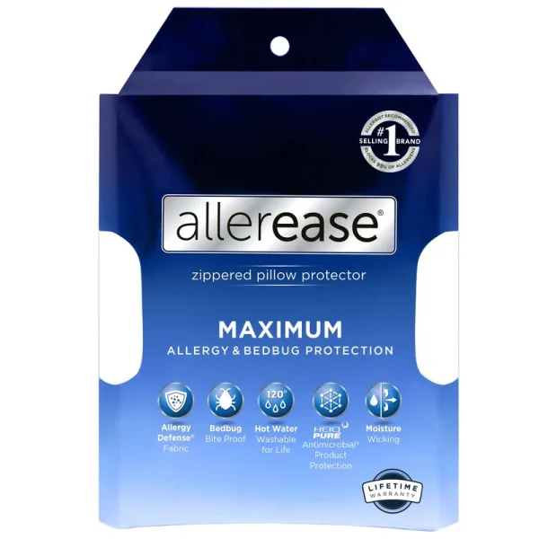 Allerease Maximum Zippered Pillow Protector, Standard/Queen